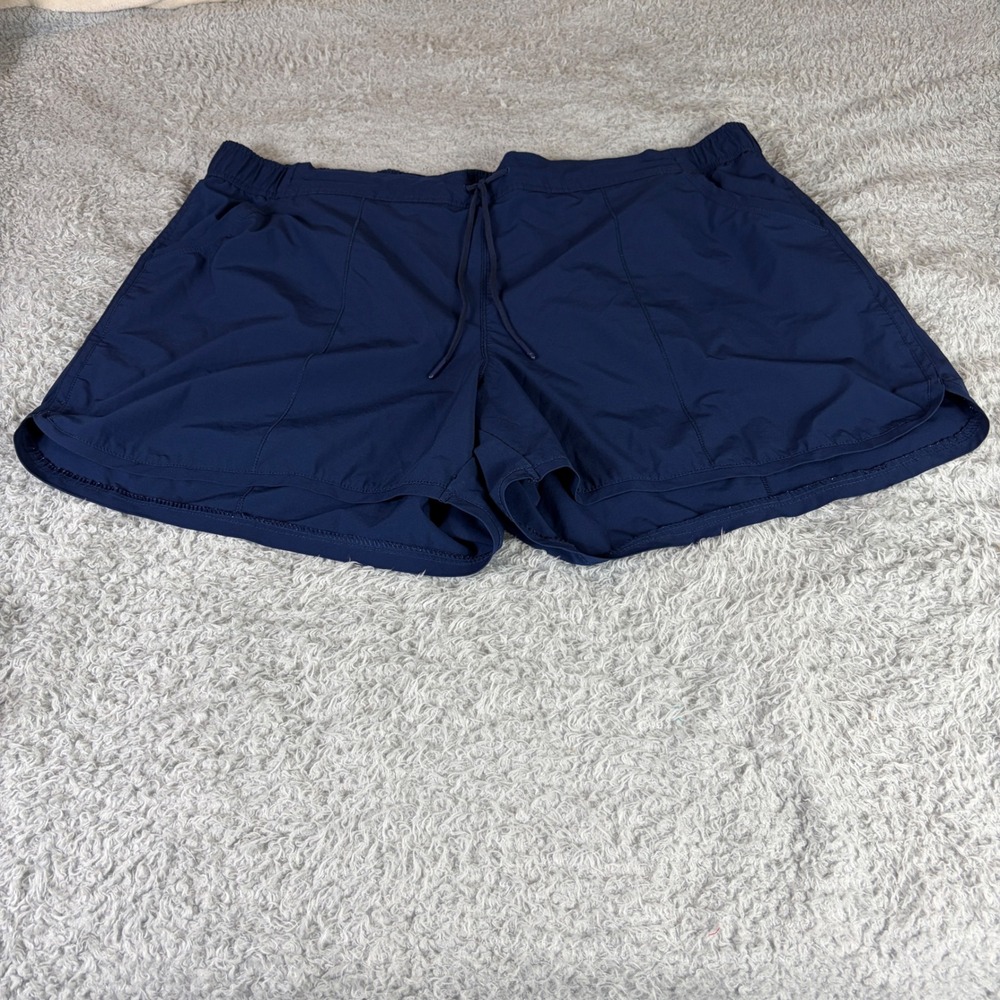Lands End Navy Blue Active Board Shorts Plus Size 22W Drawstring Pockets